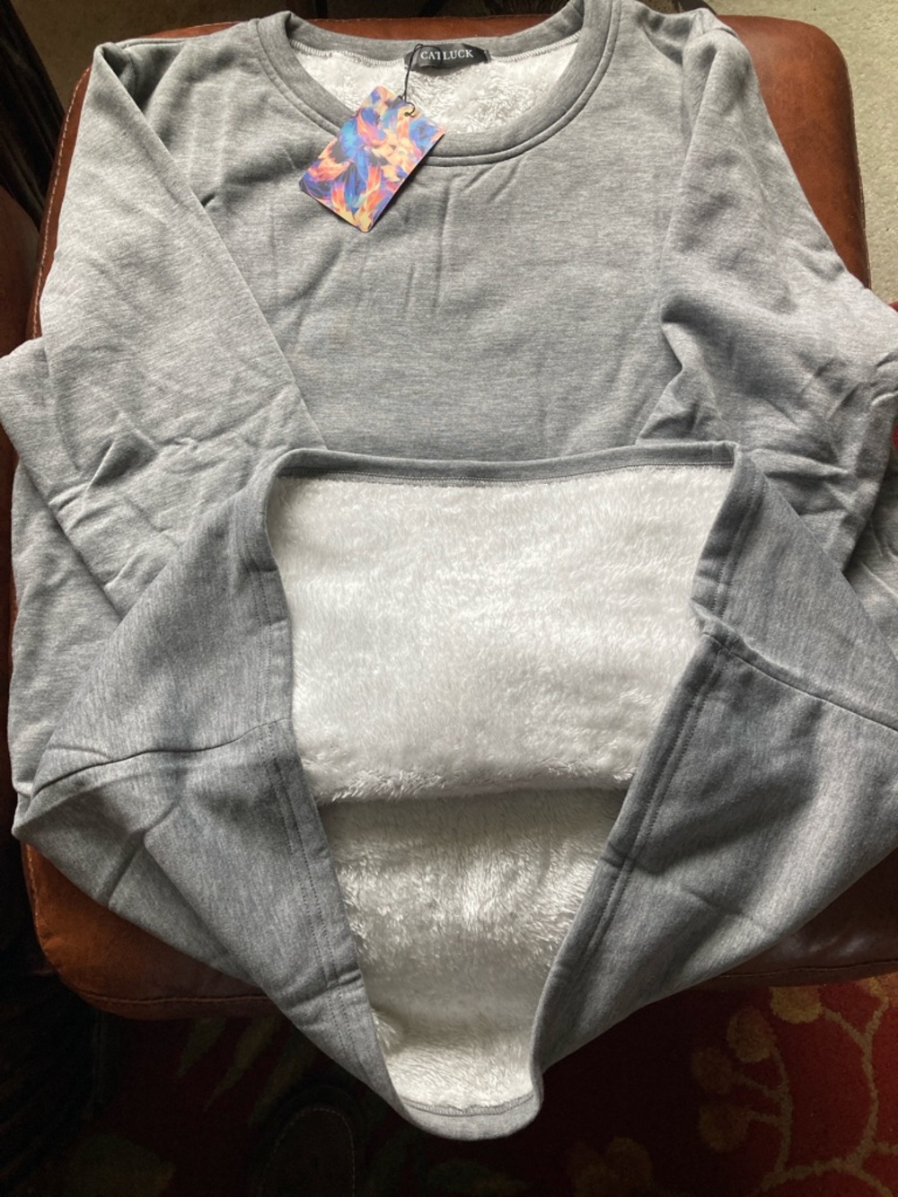 Women's Gray Fleece-Lined Pullover Sweatshirt